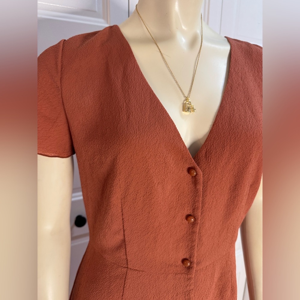 Wilfred Aritzia Rust Button Front Mini Dress Shor… - image 5